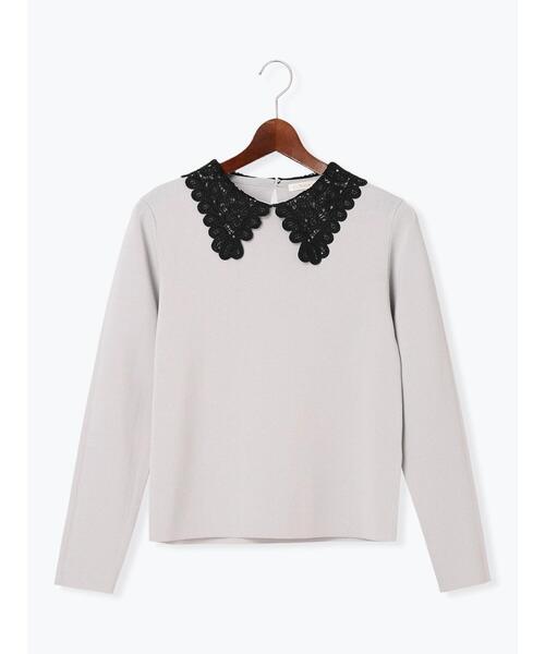 Te chichi（テチチ）の「レース衿ニットプルオーバー（ニット/セーター・レディース・グレー/ブラック/オフホワイト・F）」の20枚目の写真