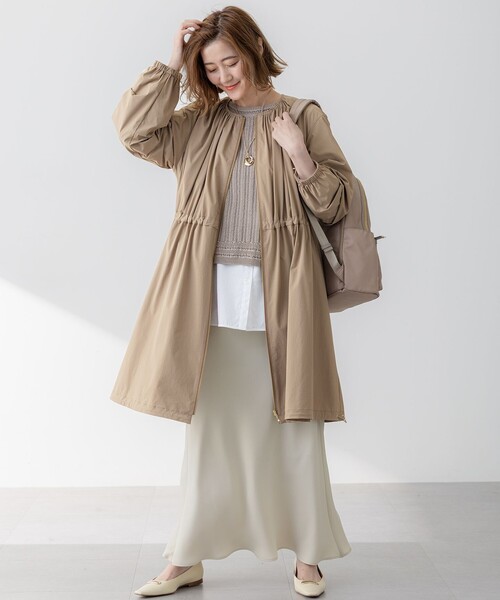 kina　【撥水加工】ナイロン2WAYストレッチ ロングアウター セール】【撥水加工】ナイロン2WAYストレッチ ロングアウター