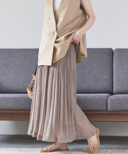 Doux archives(ドゥアルシーヴ)の「シアーリネンライクスカート(スカート・レディース・モカ/イエロー/ブラック・FREE)」の3枚目の写真