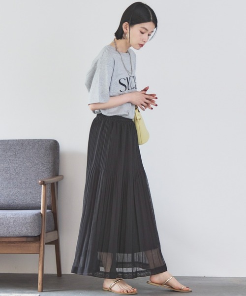 Doux archives(ドゥアルシーヴ)の「シアーリネンライクスカート(スカート・レディース・モカ/イエロー/ブラック・FREE)」の9枚目の写真