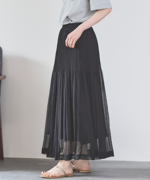 Doux archives(ドゥアルシーヴ)の「シアーリネンライクスカート(スカート・レディース・モカ/イエロー/ブラック・FREE)」の15枚目の写真