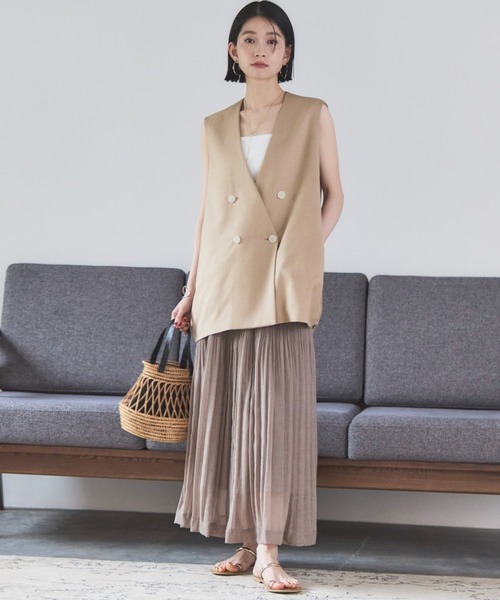 Doux archives(ドゥアルシーヴ)の「シアーリネンライクスカート(スカート・レディース・モカ/イエロー/ブラック・FREE)」の17枚目の写真