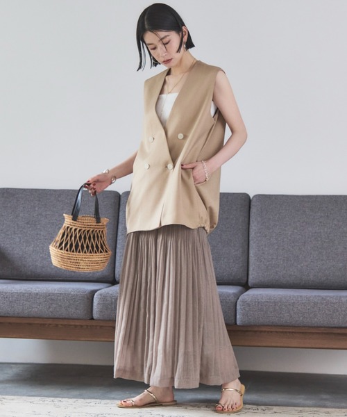 Doux archives(ドゥアルシーヴ)の「シアーリネンライクスカート(スカート・レディース・モカ/イエロー/ブラック・FREE)」の18枚目の写真