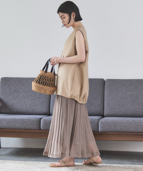 Doux archives(ドゥアルシーヴ)の「シアーリネンライクスカート(スカート・レディース・モカ/イエロー/ブラック・FREE)」の20枚目の写真