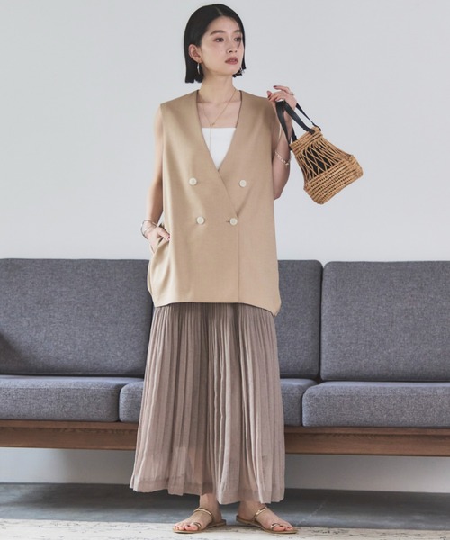 Doux archives(ドゥアルシーヴ)の「シアーリネンライクスカート(スカート・レディース・モカ/イエロー/ブラック・FREE)」の22枚目の写真