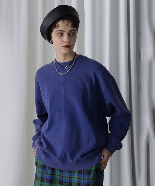 ROSE BUD（ローズバッド）の「【WEB・一部店舗限定】SPRAY  BLEACH PANEL SWEAT（スウェット・レディース・グレー/ブルー・ONE SIZE）」の2枚目の写真