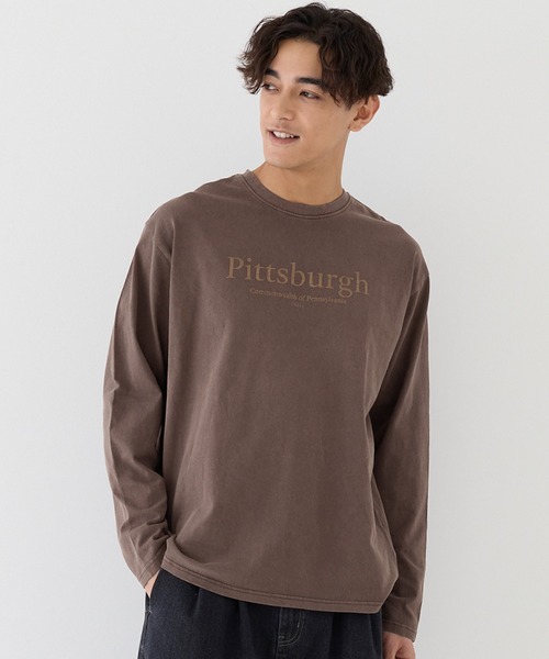 coca(coca)(コカ)の「ピグメントアソートプリントロングTシャツ(Tシャツ/カットソー・メンズ・グレー/ブラウン/チャコール/ダークブルー・M/L)」の3枚目の写真