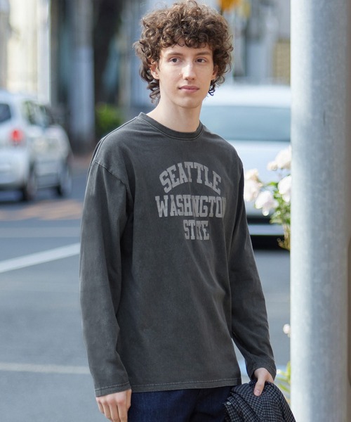 coca(coca)(コカ)の「ピグメントアソートプリントロングTシャツ(Tシャツ/カットソー・メンズ・グレー/ブラウン/チャコール/ダークブルー・M/L)」の1枚目の写真