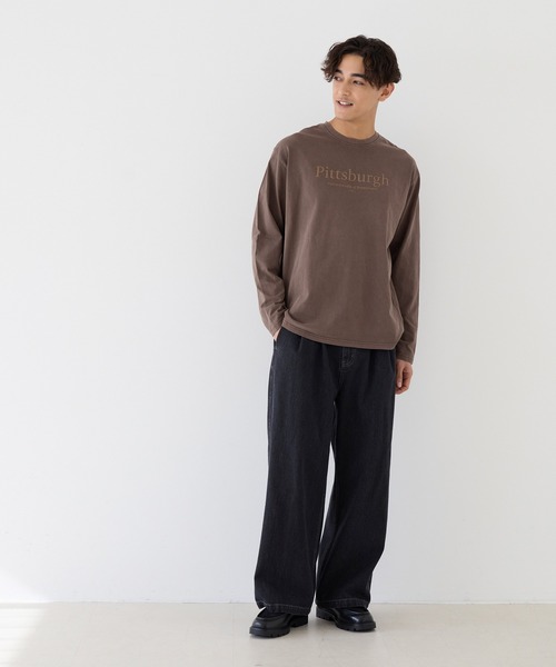 coca(coca)(コカ)の「ピグメントアソートプリントロングTシャツ(Tシャツ/カットソー・メンズ・グレー/ブラウン/チャコール/ダークブルー・M/L)」の5枚目の写真