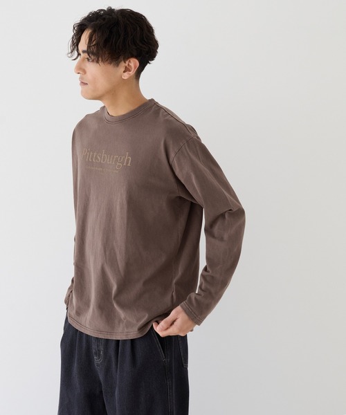 coca(coca)(コカ)の「ピグメントアソートプリントロングTシャツ(Tシャツ/カットソー・メンズ・グレー/ブラウン/チャコール/ダークブルー・M/L)」の6枚目の写真