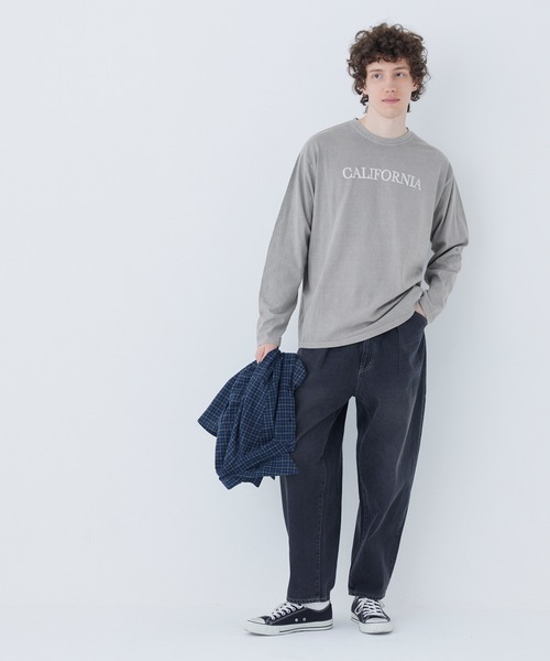 coca(coca)(コカ)の「ピグメントアソートプリントロングTシャツ(Tシャツ/カットソー・メンズ・グレー/ブラウン/チャコール/ダークブルー・M/L)」の9枚目の写真