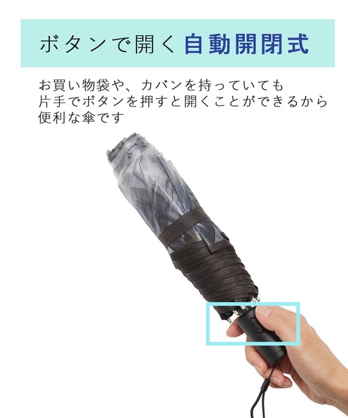 Waterfront（ウォーターフロント）の「memorif. 自動開閉 折 55cm（折りたたみ傘・レディース・グリーン/グレー/マルチ・FREE）」の6枚目の写真