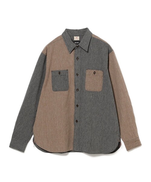 SUGAR CANE（シュガーケーン）の「【別注】SUGAR CANE / クレイジー シャンブレー ワークシャツ（シャツ/ブラウス・メンズ・ライトブラウン/ブルー・SMALL/MEDIUM/X-LARGE/LARGE）」の2枚目の写真