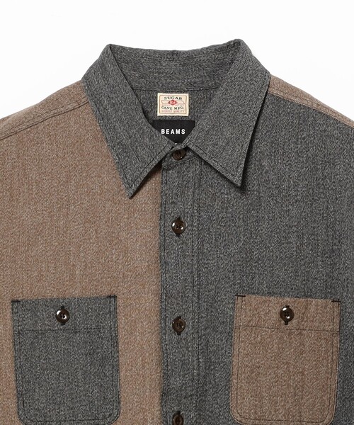 SUGAR CANE（シュガーケーン）の「【別注】SUGAR CANE / クレイジー シャンブレー ワークシャツ（シャツ/ブラウス・メンズ・ライトブラウン/ブルー・SMALL/MEDIUM/X-LARGE/LARGE）」の4枚目の写真