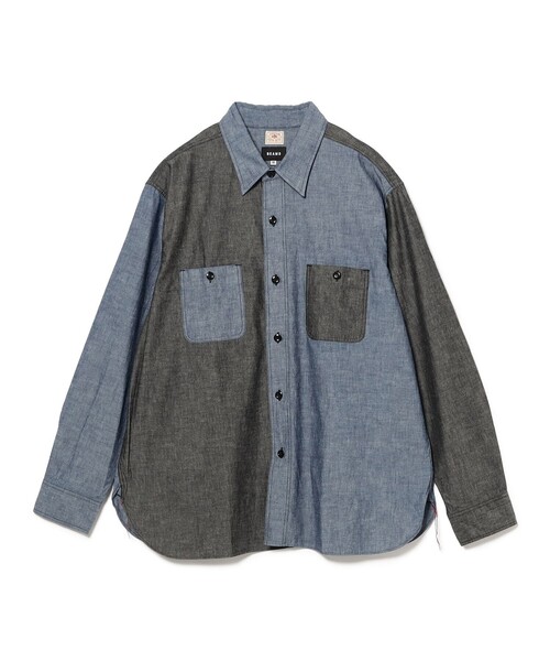 SUGAR CANE（シュガーケーン）の「【別注】SUGAR CANE / クレイジー シャンブレー ワークシャツ（シャツ/ブラウス・メンズ・ライトブラウン/ブルー・SMALL/MEDIUM/X-LARGE/LARGE）」の8枚目の写真