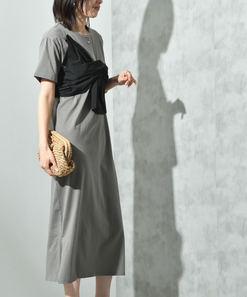 INTERPLANET(インタープラネット)の「デコリボン異素材切替ワンピース(ワンピース・レディース・グレー/ブラック/ネイビー・FREE)」の7枚目の写真