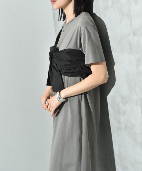 INTERPLANET(インタープラネット)の「デコリボン異素材切替ワンピース(ワンピース・レディース・グレー/ブラック/ネイビー・FREE)」の12枚目の写真