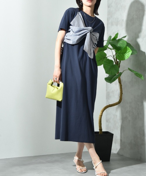 INTERPLANET(インタープラネット)の「デコリボン異素材切替ワンピース(ワンピース・レディース・グレー/ブラック/ネイビー・FREE)」の14枚目の写真