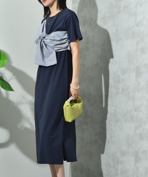 INTERPLANET(インタープラネット)の「デコリボン異素材切替ワンピース(ワンピース・レディース・グレー/ブラック/ネイビー・FREE)」の15枚目の写真