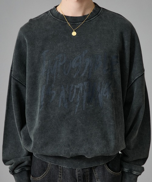 ANDER HUNK（アンダーハンク）の「Vintage Washed Sweat Pullover/ヴィンテージウォッシュスウェットプルオーバー（スウェット・メンズ・ブラウン/ブラック・LARGE/MEDIUM）」の2枚目の写真