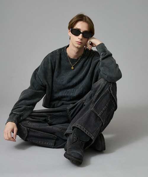 ANDER HUNK（アンダーハンク）の「Vintage Washed Sweat Pullover/ヴィンテージウォッシュスウェットプルオーバー（スウェット・メンズ・ブラウン/ブラック・LARGE/MEDIUM）」の16枚目の写真