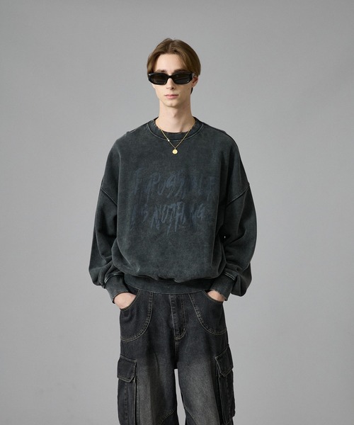 ANDER HUNK（アンダーハンク）の「Vintage Washed Sweat Pullover/ヴィンテージウォッシュスウェットプルオーバー（スウェット・メンズ・ブラウン/ブラック・LARGE/MEDIUM）」の4枚目の写真