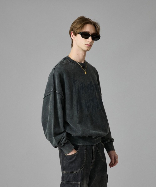 ANDER HUNK（アンダーハンク）の「Vintage Washed Sweat Pullover/ヴィンテージウォッシュスウェットプルオーバー（スウェット・メンズ・ブラウン/ブラック・LARGE/MEDIUM）」の7枚目の写真