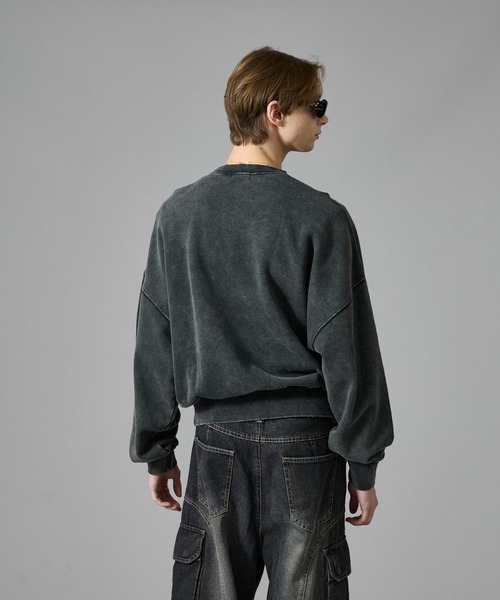 ANDER HUNK（アンダーハンク）の「Vintage Washed Sweat Pullover/ヴィンテージウォッシュスウェットプルオーバー（スウェット・メンズ・ブラウン/ブラック・LARGE/MEDIUM）」の9枚目の写真