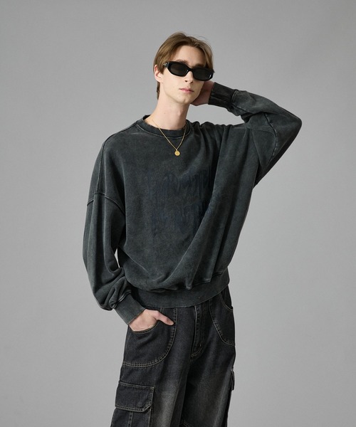 ANDER HUNK（アンダーハンク）の「Vintage Washed Sweat Pullover/ヴィンテージウォッシュスウェットプルオーバー（スウェット・メンズ・ブラウン/ブラック・LARGE/MEDIUM）」の5枚目の写真