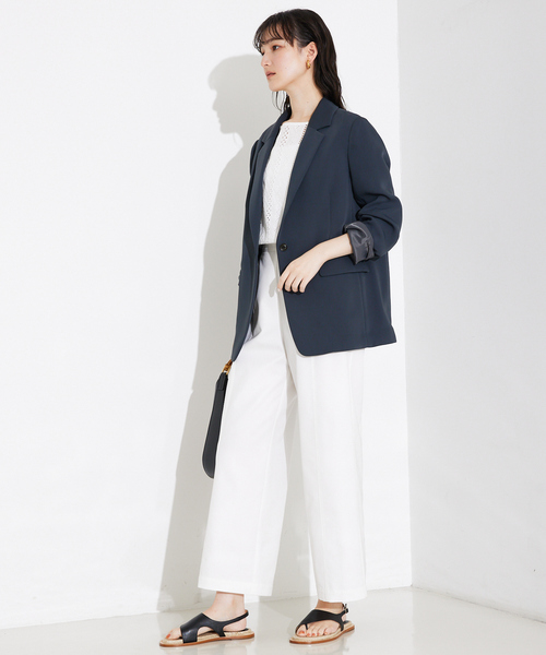 qualite（カリテ）の「【セットアップ対応】トルコサテンジャケット（テーラードジャケット・レディース・チャコールグレー/アイボリー・36/38）」の3枚目の写真