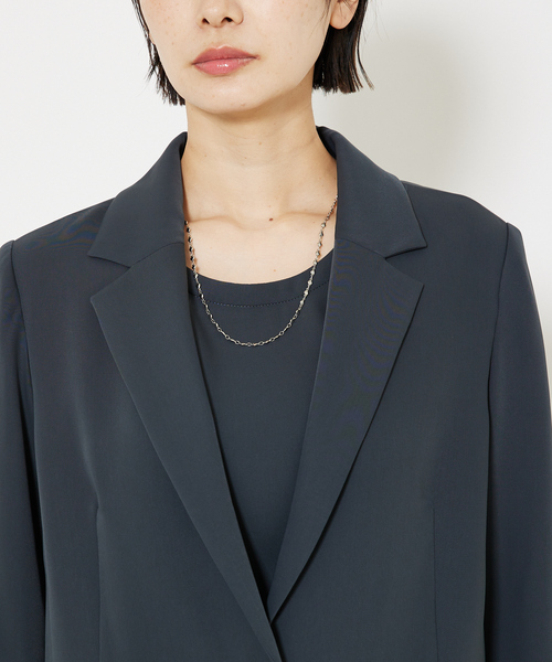 qualite（カリテ）の「【セットアップ対応】トルコサテンジャケット（テーラードジャケット・レディース・チャコールグレー/アイボリー・36/38）」の8枚目の写真