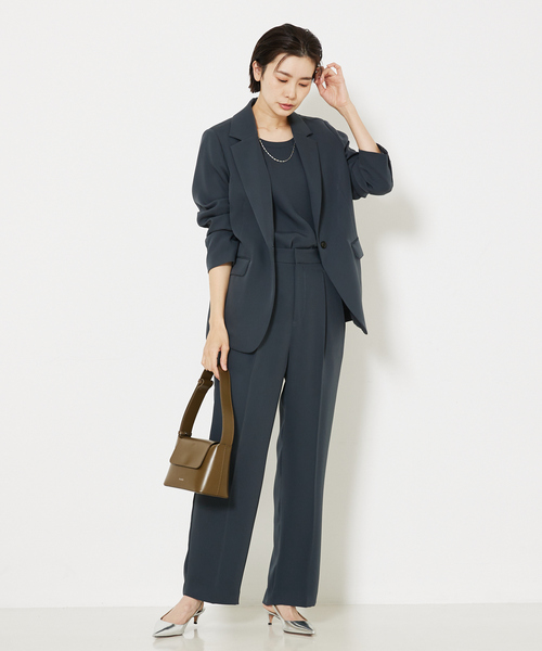 qualite（カリテ）の「【セットアップ対応】トルコサテンジャケット（テーラードジャケット・レディース・チャコールグレー/アイボリー・36/38）」の14枚目の写真