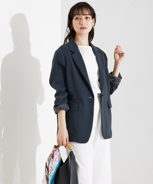 qualite（カリテ）の「【セットアップ対応】トルコサテンジャケット（テーラードジャケット・レディース・チャコールグレー/アイボリー・36/38）」の19枚目の写真