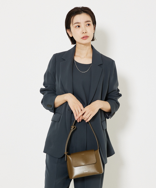 qualite（カリテ）の「【セットアップ対応】トルコサテンジャケット（テーラードジャケット・レディース・チャコールグレー/アイボリー・36/38）」の20枚目の写真