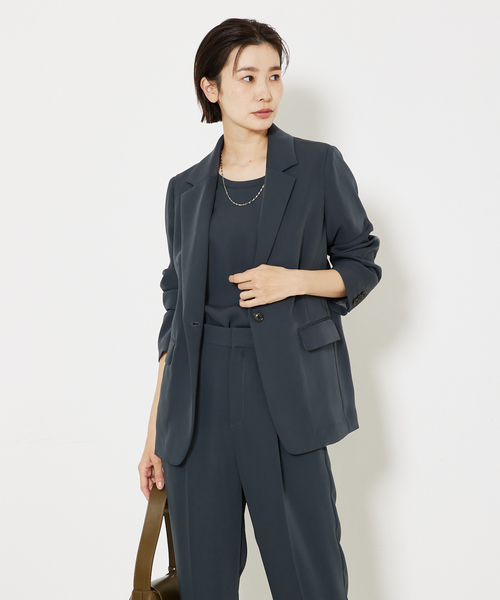 qualite（カリテ）の「【セットアップ対応】トルコサテンジャケット（テーラードジャケット・レディース・チャコールグレー/アイボリー・36/38）」の22枚目の写真