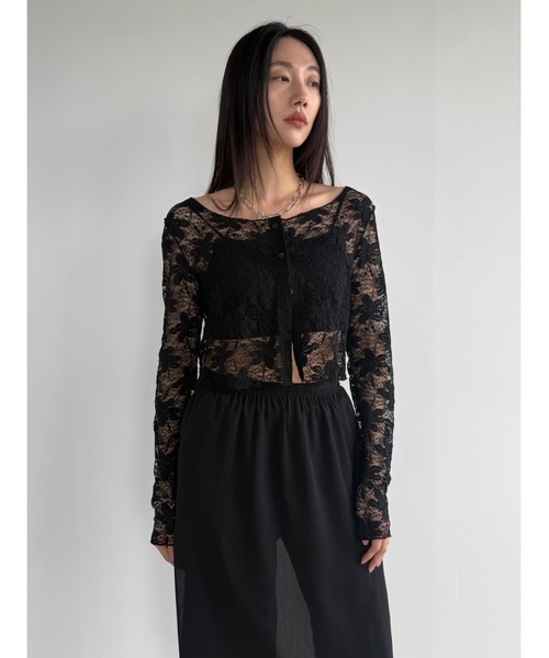 Didot.showroom(ディドット ショールーム)の「【DIDOT.】フラワーレースシアーカーディガン(カーディガン/ボレロ・レディース・アイボリー/ブラック/ブラウン・FREE)」の2枚目の写真