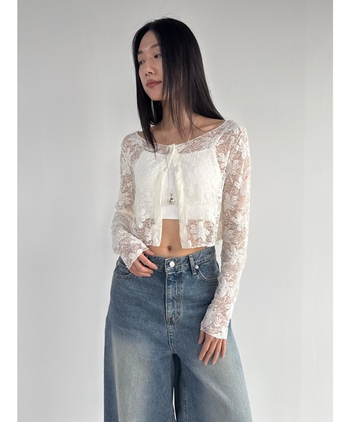 Didot.showroom(ディドット ショールーム)の「【DIDOT.】フラワーレースシアーカーディガン(カーディガン/ボレロ・レディース・アイボリー/ブラック/ブラウン・FREE)」の5枚目の写真
