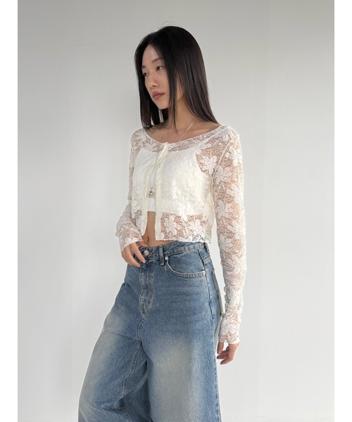 Didot.showroom(ディドット ショールーム)の「【DIDOT.】フラワーレースシアーカーディガン(カーディガン/ボレロ・レディース・アイボリー/ブラック/ブラウン・FREE)」の7枚目の写真