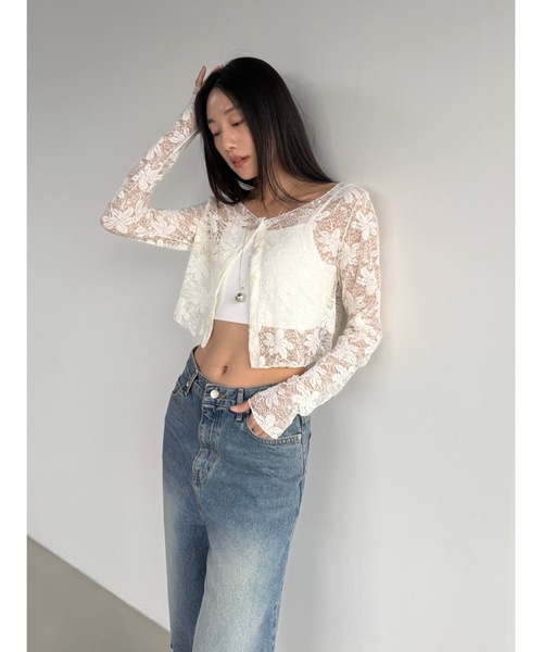 Didot.showroom(ディドット ショールーム)の「【DIDOT.】フラワーレースシアーカーディガン(カーディガン/ボレロ・レディース・アイボリー/ブラック/ブラウン・FREE)」の8枚目の写真