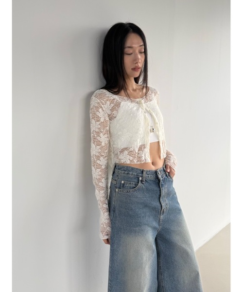 Didot.showroom(ディドット ショールーム)の「【DIDOT.】フラワーレースシアーカーディガン(カーディガン/ボレロ・レディース・アイボリー/ブラック/ブラウン・FREE)」の10枚目の写真