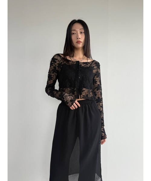 Didot.showroom(ディドット ショールーム)の「【DIDOT.】フラワーレースシアーカーディガン(カーディガン/ボレロ・レディース・アイボリー/ブラック/ブラウン・FREE)」の13枚目の写真