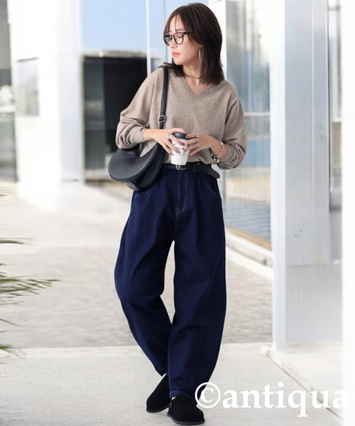 antiqua(アンティカ)の「コーデセット カシミヤタッチニット×サーカスデニムパンツ(セットアップ・レディース・ベージュ系その他/ブラック/ナチュラル・LXL/ML)」の13枚目の写真