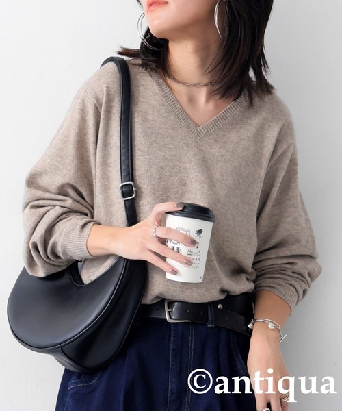 antiqua(アンティカ)の「コーデセット カシミヤタッチニット×サーカスデニムパンツ(セットアップ・レディース・ベージュ系その他/ブラック/ナチュラル・LXL/ML)」の14枚目の写真