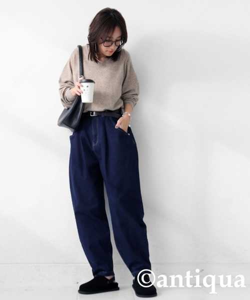 antiqua(アンティカ)の「コーデセット カシミヤタッチニット×サーカスデニムパンツ(セットアップ・レディース・ベージュ系その他/ブラック/ナチュラル・LXL/ML)」の15枚目の写真