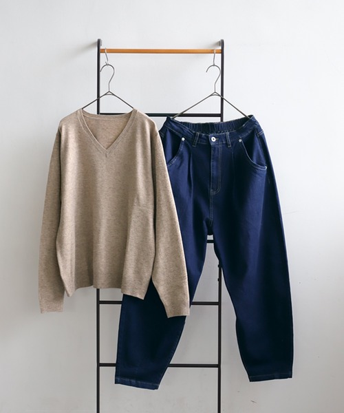 antiqua(アンティカ)の「コーデセット カシミヤタッチニット×サーカスデニムパンツ(セットアップ・レディース・ベージュ系その他/ブラック/ナチュラル・LXL/ML)」の22枚目の写真