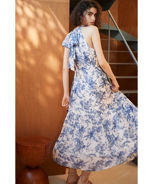 Positano Belted long Dress 2 プリントホルターネック