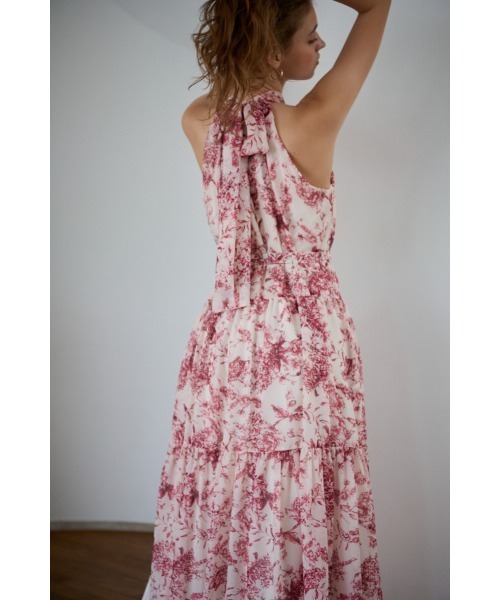 Positano Belted long Dress 2 プリントホルターネックティアードドレス 2