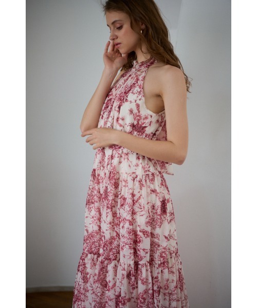 Positano Belted long Dress 2 プリントホルターネックティアードドレス 2