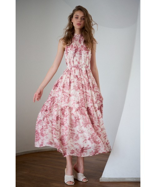 Positano Belted long Dress 2 プリントホルターネックティアードドレス 2