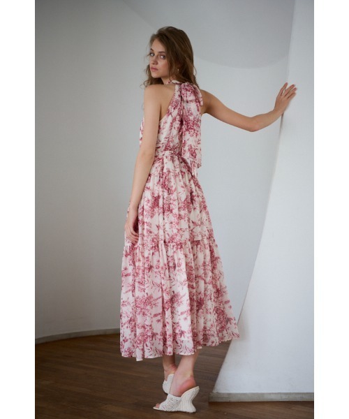 Positano Belted long Dress 2 プリントホルターネックティアードドレス 2